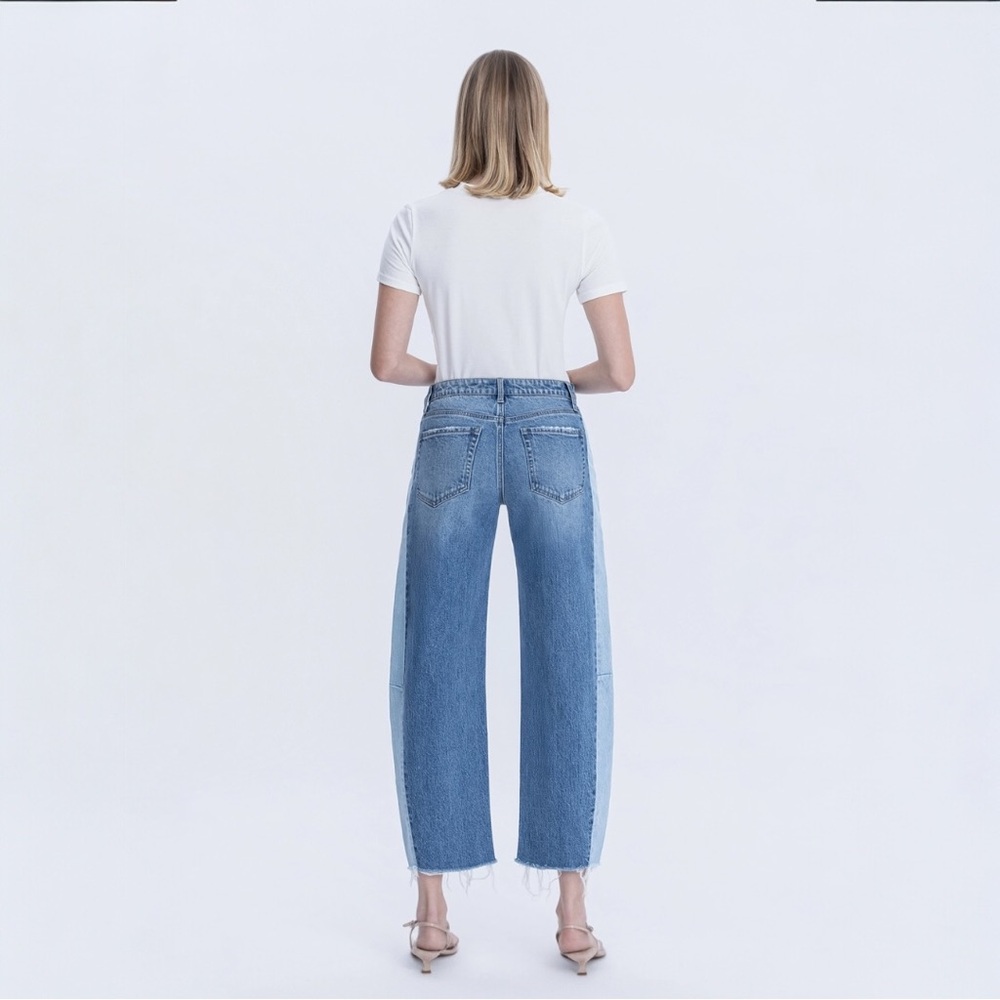 Flying Monkey High Rise Two Tone Barrel Leg Jeans - Picture 5 of 9